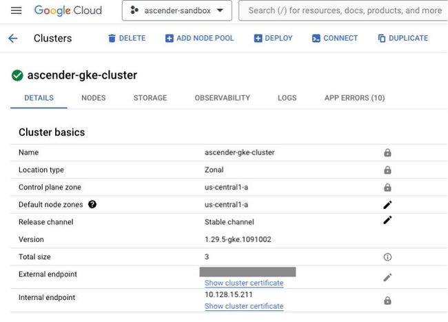 gke cluster info