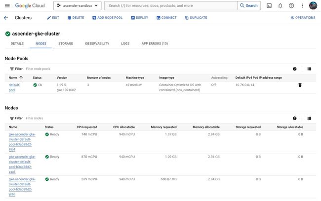 gke cluster nodes